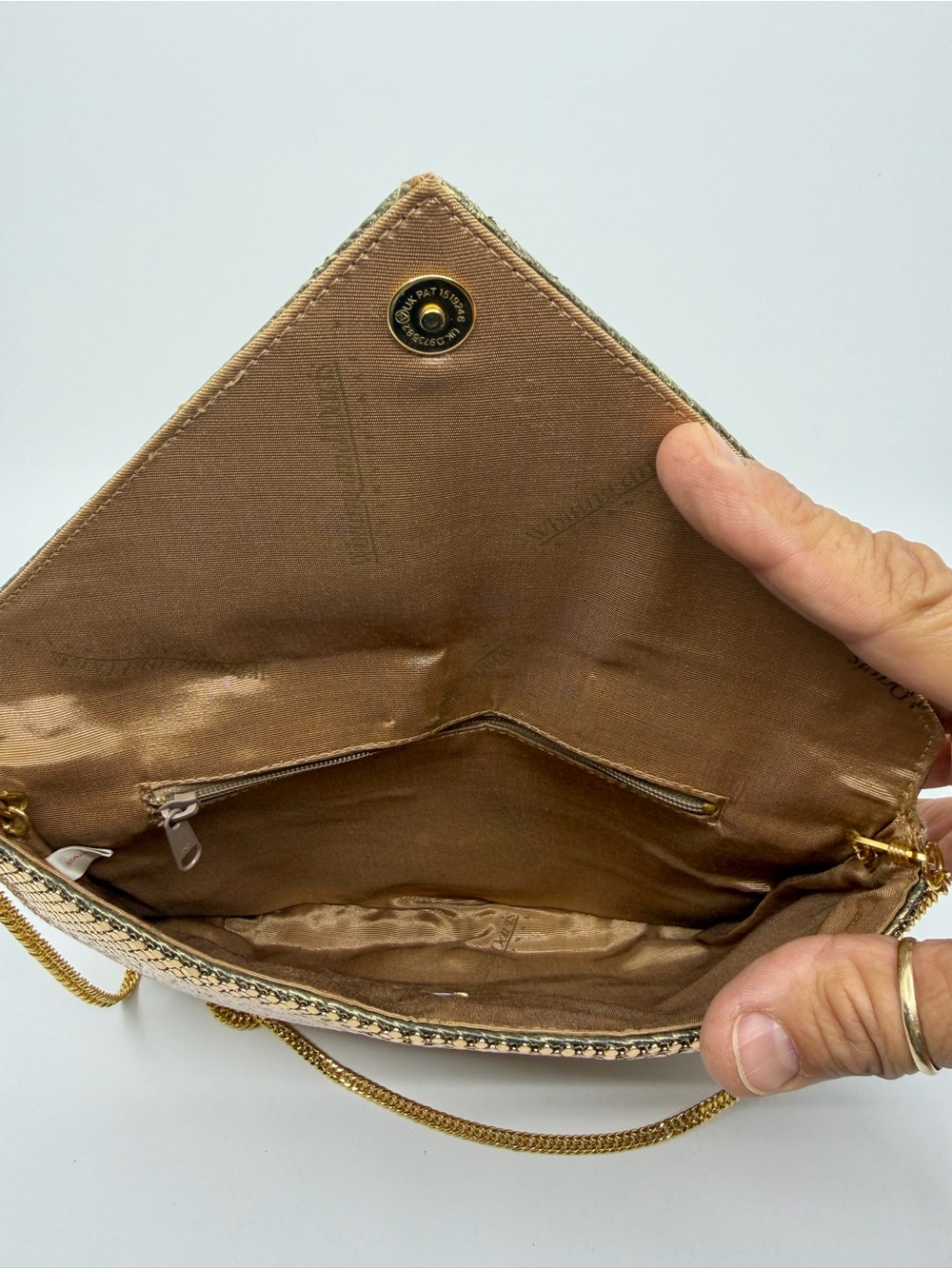 Whiting & Davis Gold Mesh Envelope Shoulder Bag with Chain Strap - Picture 7 of 8